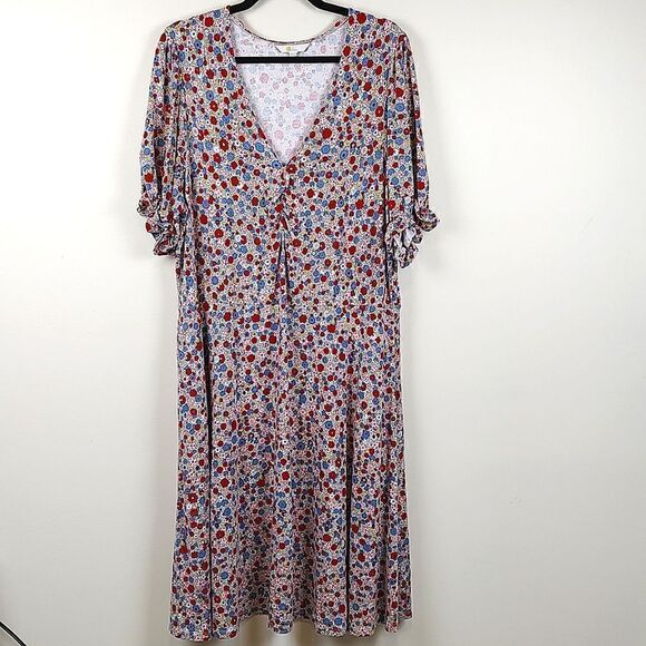 Boden Plus Size Floral Ruffle Short Sleeve  Dress Size 20/22L - Picture 1 of 14
